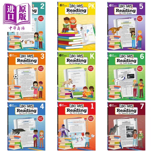 英文原版新版美国180天练习册英语阅读系列 幼儿园小学中学 180 Days of Reading for Prekindergarten Grade 1-8【中商原版】