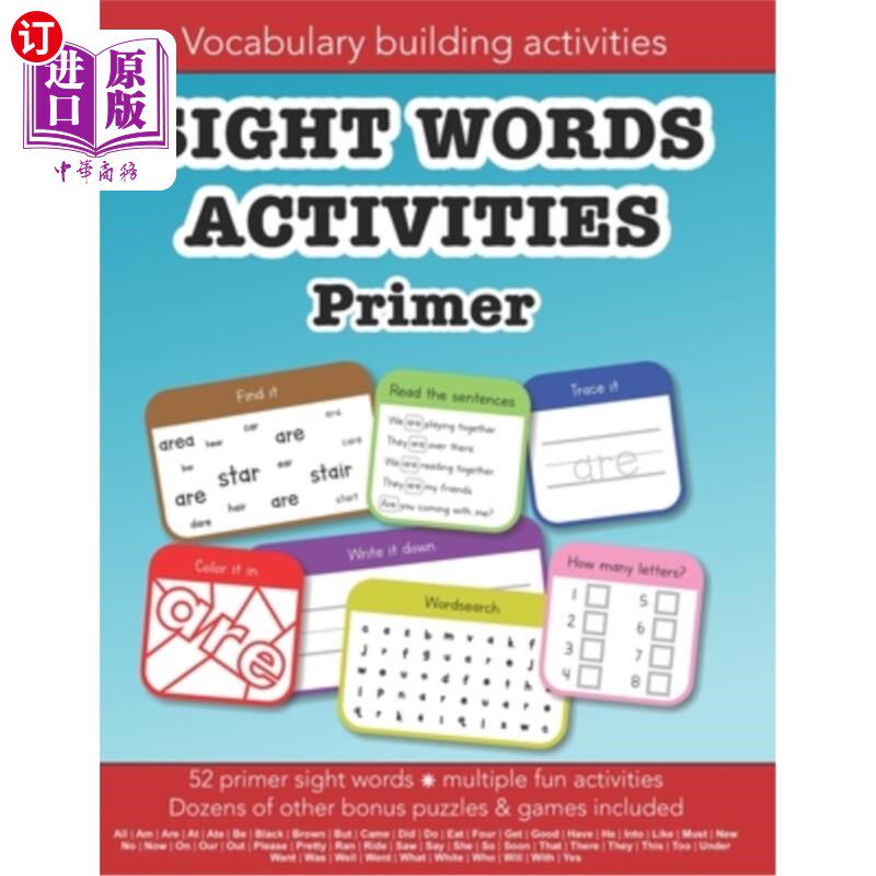 海外直订Sight Words Primer vocabulary building activities: Education resources by Bounce 初级词汇积累活动:由