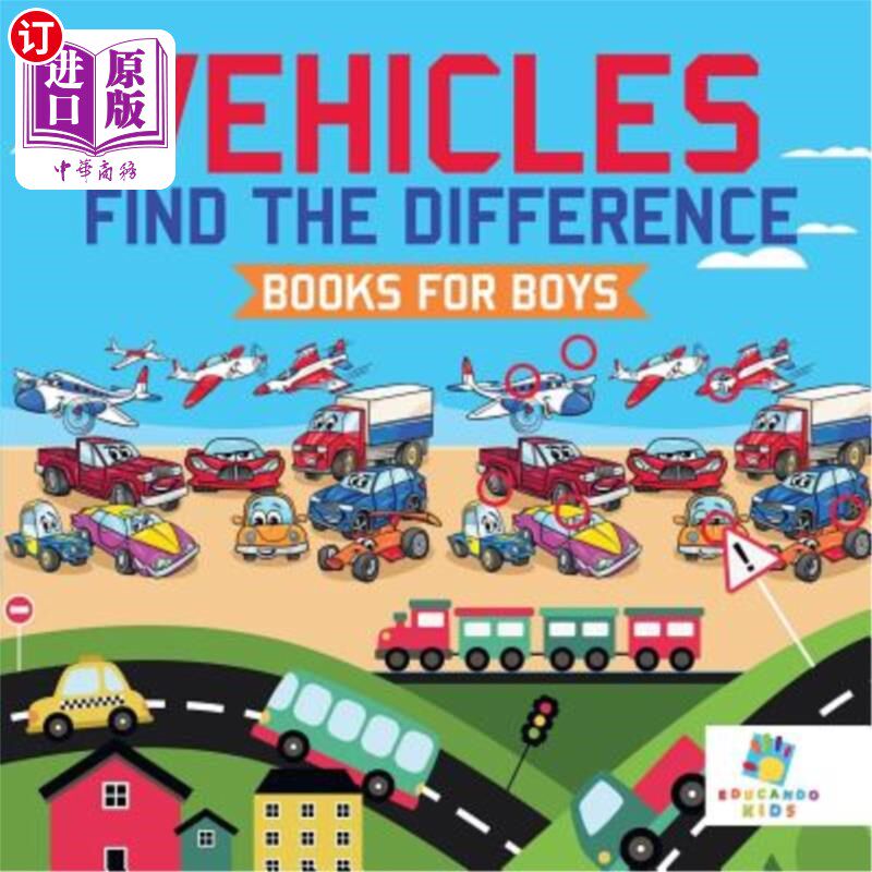 海外直订Vehicles Find the Difference Books for Boys 车辆为男孩找到不同的书籍