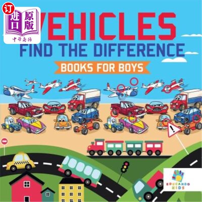 海外直订Vehicles Find the Difference Books for Boys 车辆为男孩找到不同的书籍