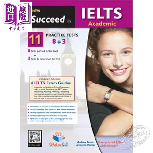 现货 Succeed in IELTS Academic 11 (8+3) Practice Tests Self-Study 雅思学术考试自学套装 含答案 12岁以上【中商原版】
