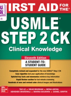海外直订医药图书First Aid for the USMLE Step 2 Ck, Eleventh Edition 急救USMLE第2步Ck，第11版