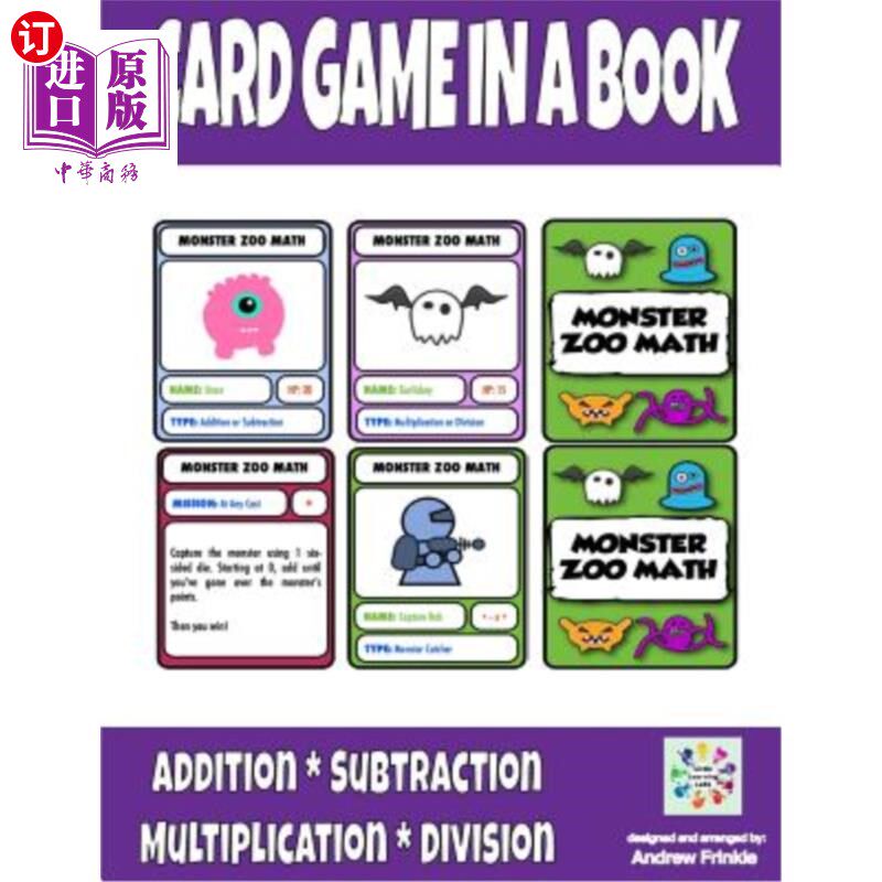 海外直订Card Game in a Book - Monster Zoo Math 书中的纸牌游戏-怪物动物园数学