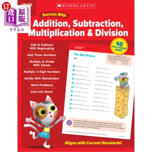 海外直订Scholastic Success with Addition, Subtraction, Multiplication & Division Grade 4