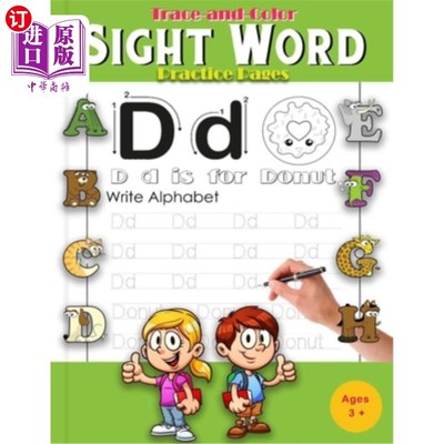 海外直订Trace-and-Color Sight Word Practice Pages: A Magical Sight Words and Coloring Ac 痕迹和颜色视觉词汇练习页: