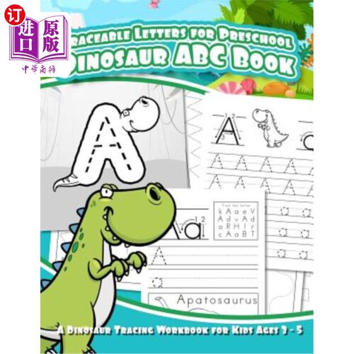海外直订Traceable Letters for Preschool Dinosaur ABC Book: A Dinosaur Tracing Workbook f 学龄前恐龙可追溯字母ABC图
