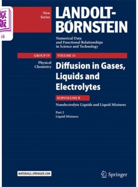 海外直订Diffusion in Gases, Liquids and Electrolytes 气体、液体和电解质中的扩散
