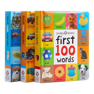 【中商原版】First 100 Words/Animals/Trucks单词入门书图解字词典3册Roger Priddy图画单词书 英文原版 纸板书 幼儿启蒙认?
