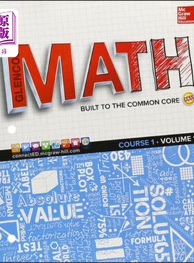 海外直订Glencoe Math, Course 1, Student Edition, Volume 1 格伦科数学，课程1，学生版，卷一