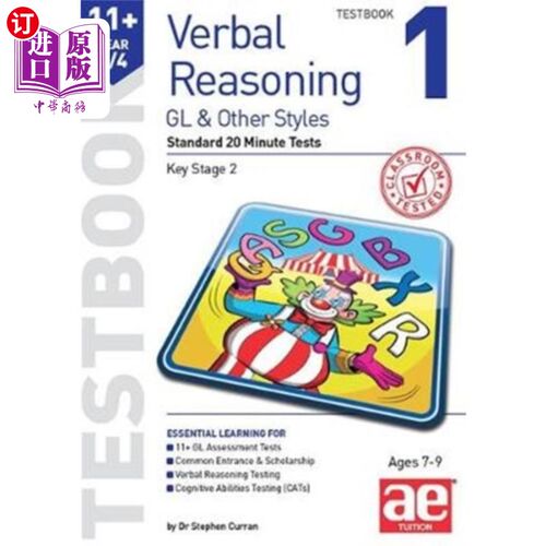 海外直订11+ Verbal Reasoning Year 3/4 GL & Other Styles ... 11+口头推理3/4年级GL和其他风格测试手册