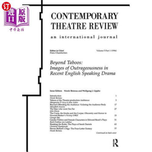 海外直订Beyond Taboos: Images of Outrageousness in Recent English Speaking Drama 超越禁忌:近代英语口语剧中的无耻形