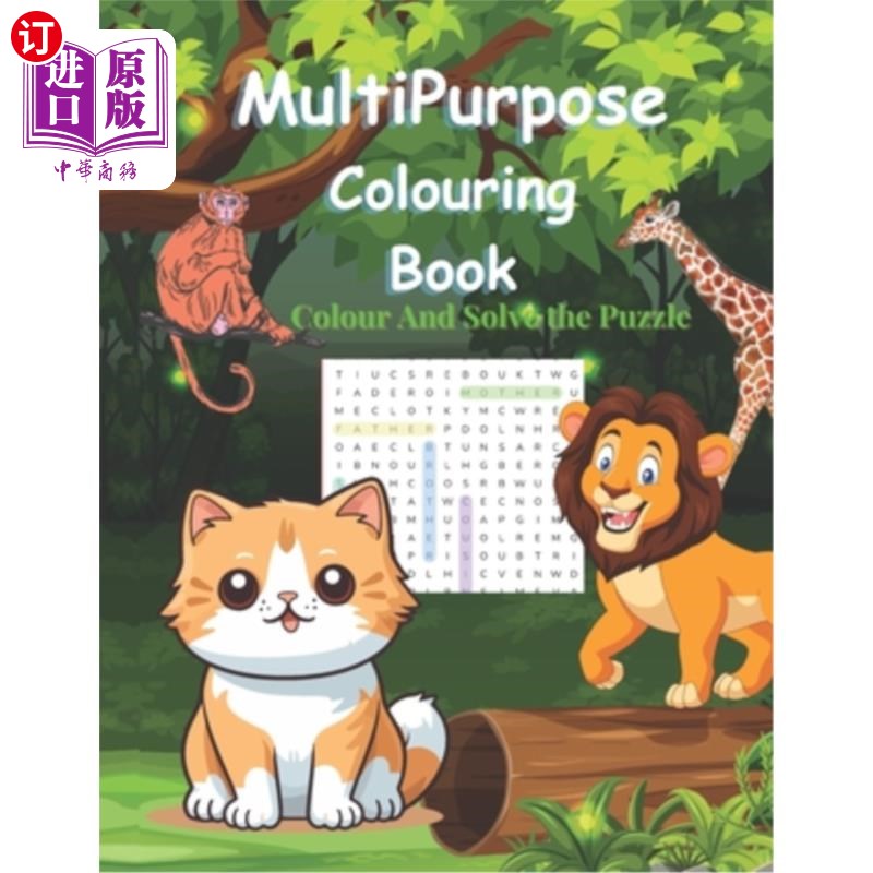 海外直订Multipurpose Coloring Book: Discover the World of Animals with Fun Activities 多用途涂色书：通过有趣的活动
