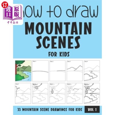 海外直订How to Draw Mountain Scenes for Kids 如何为孩子们画山景