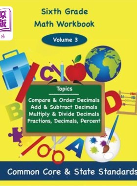 海外直订Sixth Grade Math Volume 3: Compare and Order Decimals, Add and Subtract Decimals 六年级数学第三册：比较和排