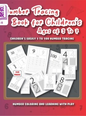 海外直订Number Tracing Book for Children's Ages of 3 to 7: Easily preschool and kinderga 3 - 7岁儿童数字