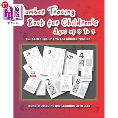 海外直订Number Tracing Book for Children's Ages of 3 to 7: Easily preschool and kinderga 3 - 7岁儿童数字