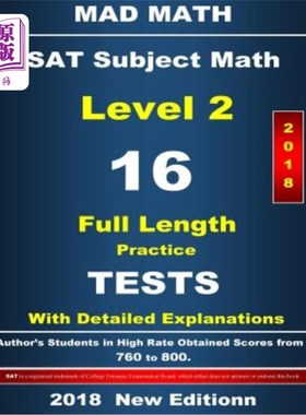 海外直订2018 SAT Math Level II 16 Tests 2018年SAT数学二级16项测试