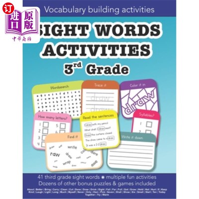 海外直订Sight Words Third Grade vocabulary building activities: Education resources by B 三年级词汇积累活动: