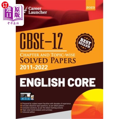 海外直订CBSE Class XII 2023: Chapter and Topic-wise Solved Papers 2011-2022: English Cor CBSE第十二类20