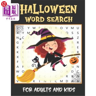 Fun 成人万圣节单词搜索：大字体 For Print Puzzle Large Search Adults 海外直订Halloween Book Word