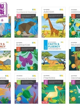 美国IXL教辅 小学数学专题练习册系列合集 配在线练习 幼儿园-五年级 加减乘除运算口诀 计数数字 分数小数 英文原版【中商原版】