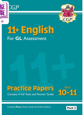 英国CGP原版 11+ GL English Practice Papers: Ages 10-11 - Pack 3 (with Parents' Guide & Online Edition)【中商原版】