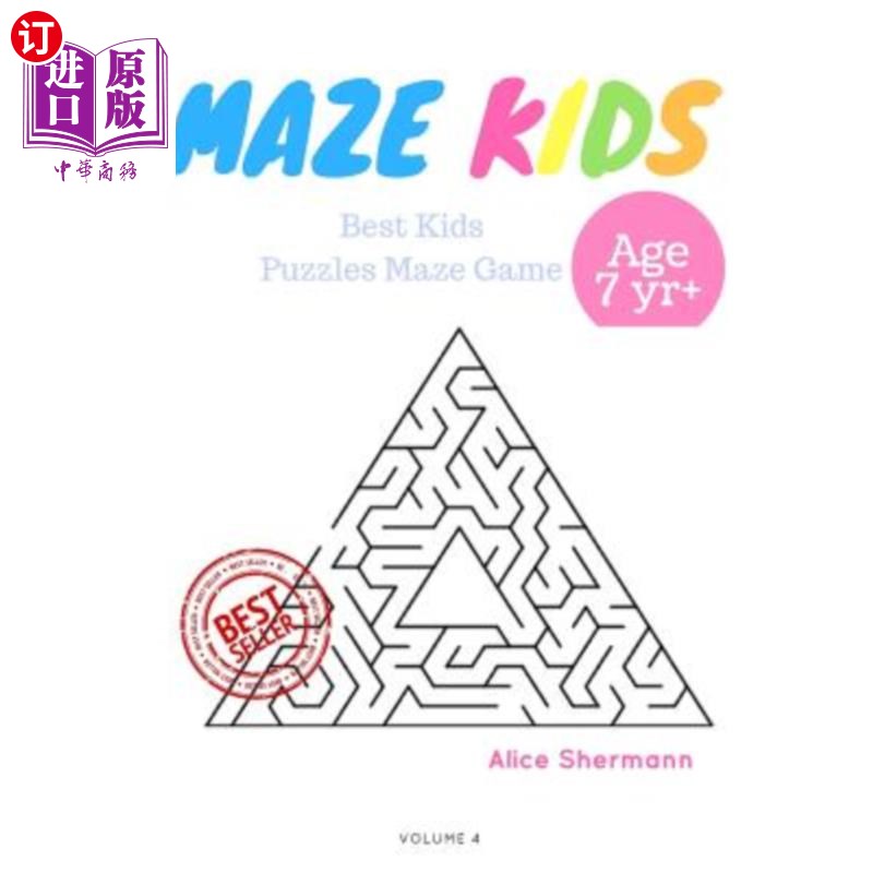 海外直订Kids Mazes Age 7+: 50 Best Kids Puzzles Maze Game, Maze For Kids, Children Maze  儿童迷宫7岁以上：50名最佳