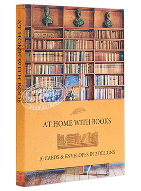 现货 At Home with Books Wallet Notecards 英文原版 家居书柜样式卡片【中商原版】
