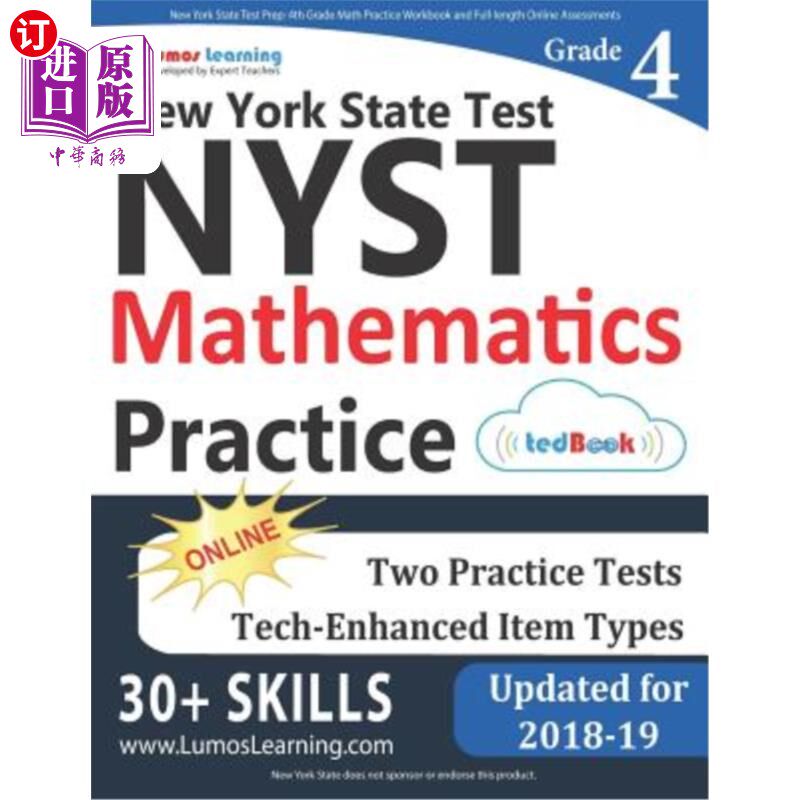 海外直订New York State Test Prep: 4th Grade Math Practice Workbook and Full-length Onlin 纽约州考试备考：4年级数学