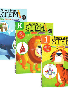 现货 【中商原版】聪慧启蒙跨学科学习练习册3册 英文原版 Evan Moor Smart Start STEM 美国加州教辅 英语启蒙教材 3-8岁