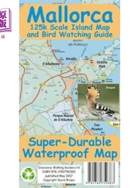 海外直订Mallorca Super Durable Map and Bird Watching Gui... 马略卡岛超级耐用地图和观鸟指南