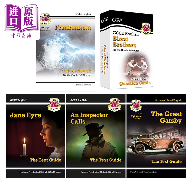 英国原版CGP GCSE英语文学经典名著系列 完整小说/文本阅读指南/复习题卡/练习册 化身博士 动物农场 科学怪人 蝇王【中商原版】
