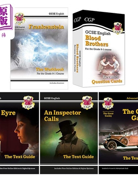 英国原版CGP GCSE英语文学经典名著系列 完整小说/文本阅读指南/复习题卡/练习册 化身博士 动物农场 科学怪人 蝇王【中商原版】