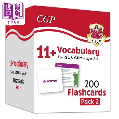 现货 英国原版教辅CGP 11+ Vocab Cards Pack 2 ages 8-9 11+词汇卡包2，8-9岁 英文原版 进口图书 教材教辅参考书【中商原版】