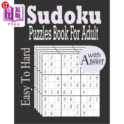 海外直订Sudoku Puzzles Book for Adult: 600+ Easy To Hard Sudoku Puzzles For Adult with S 成人数独游戏书：600多个成