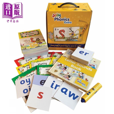 预售 快乐自然拼读学生学习套装 手写体英式英语含点读笔Jolly Phonics Extra in Precursive Letters British English【中商原版?