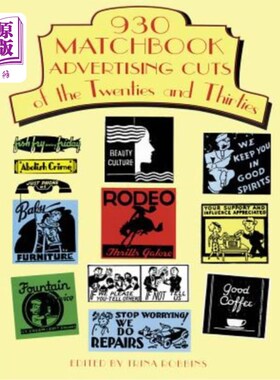 海外直订930 Matchbook Advertising Cuts of the Twenties and Thirties 20年代和30年代的火柴盒广告剪辑