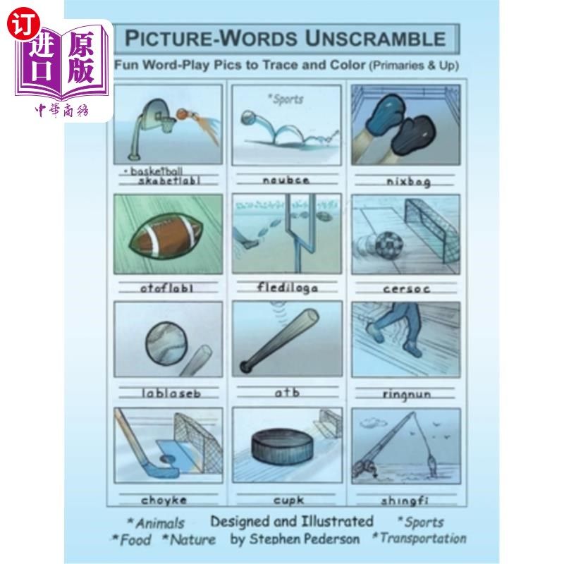 海外直订picture-words unscramble: fun word-play pics to trace