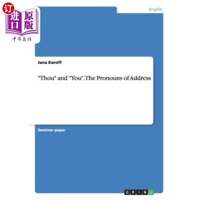 海外直订Thou and You. The Pronouns of Address 你和你。称呼代词