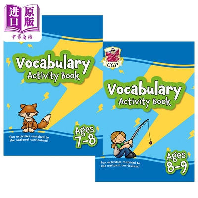 预售 英国原版教辅CGP 小学3-4年级 英语词汇练习册2册套装Vocabulary Activity Book Ages 7-8 8-9岁 KS2 含答案【中商原版】