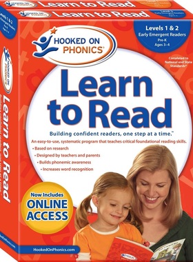 迷上自然拼读系列学与读学前级全集L1&2新版Hooked on Phonics Learn to Read Pre-K Complete Levels 1&2英语启蒙【中商原版