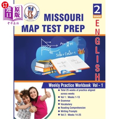 海外直订Missouri Assessment Program (MAP), 2nd Grade ELA Test Prep: Weekly Practice Work 密苏里州评估计划（MAP），