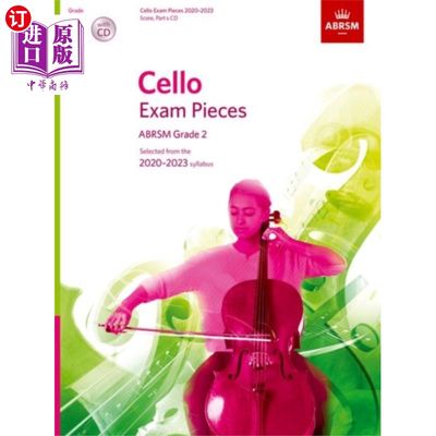 海外直订Cello Exam Pieces 2020-2023, ABRSM Grade 2, Scor... 大提琴考试曲目2020-2023,ABRSM二级，乐谱，部分和CD