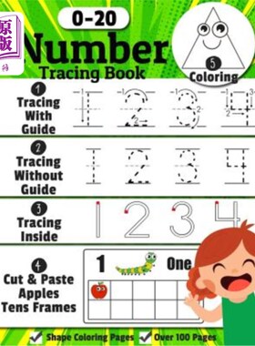 海外直订Number Tracing Book: Trace Numbers Writing Practice Workbook for Pre K, Kinderga 数字追踪本：追踪数字为学龄