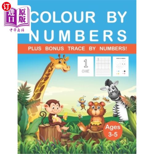 海外直订Colour By Numbers Plus Bonus Trace By Numbers: Activity Learning Book Suitable F 颜色由数字加上奖金跟踪数字