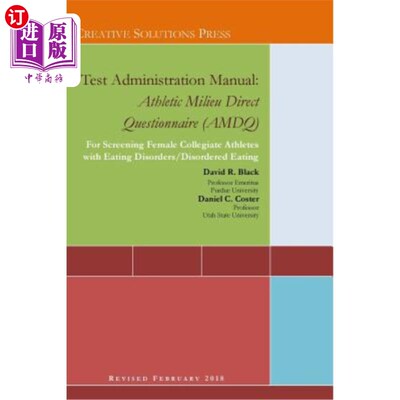海外直订Test Administration Manual: Athletic Milieu Direct Questionnaire (AMDQ) 测试管理手册：运动环境直接问卷（AMD