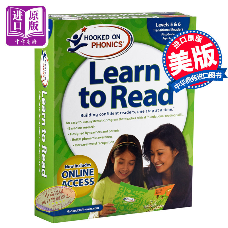 预售 迷上自然拼读学与读第1级全集L5&6新版Hooked on Phonics Learn to Read 1st Grade Complete Levels 5&6带DVD光盘【中商原版 书籍/杂志/报纸 儿童读物原版书 原图主图