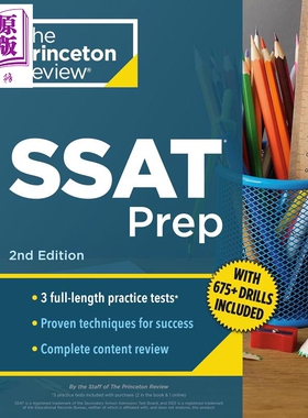 预售 英文新版普林斯顿SSAT备考指南 第二版 3套真题演练+复习技巧+强化训练 Princeton Review SSAT Prep 2nd Edition【中商原版?