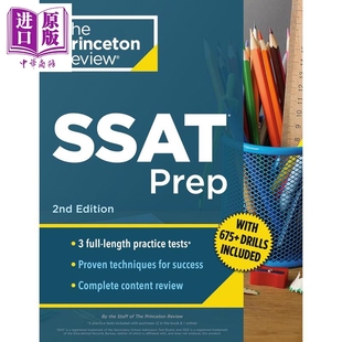 3套真题演练 Princeton 英文新版 第二版 Edition 预售 2nd 复习技巧 普林斯顿SSAT备考指南 SSAT Review 强化训练 中商原版 Prep