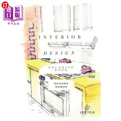 海外直订Interior Design Coloring Book 室内设计配色手册